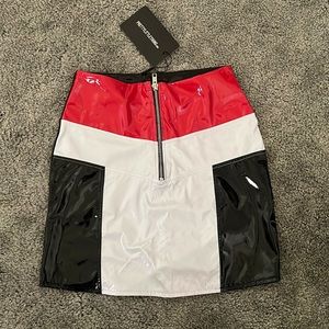 Petite Red contrast Vinyl mini skirt